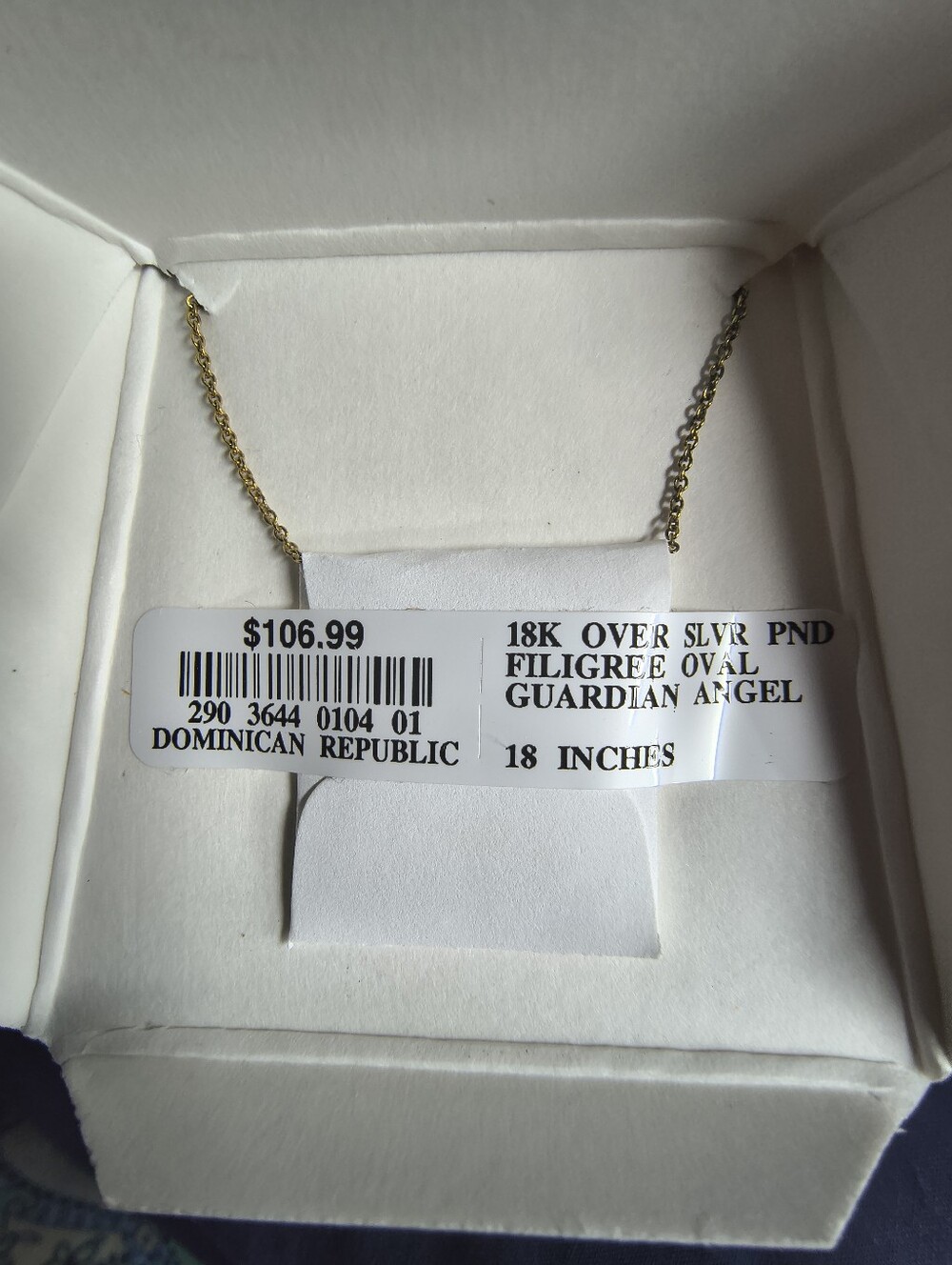 NIB 18K Gold Over Sterling Silver Guardian Angel Pendant Necklace JC Penney 18" - Picture 9 of 11